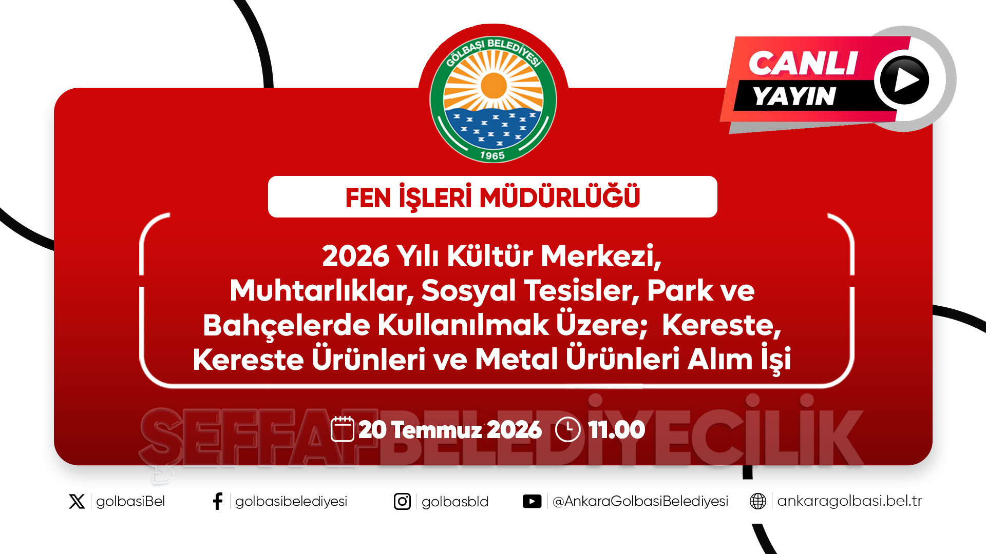 2026 Yılı Kültür Merkezi, Muhtarlıklar, Sosyal Tesisler, Park ve Bahçelerde Kullanılmak Üzere; Kereste, Kereste Ürünleri ve Metal Ürünleri Alım İşi
